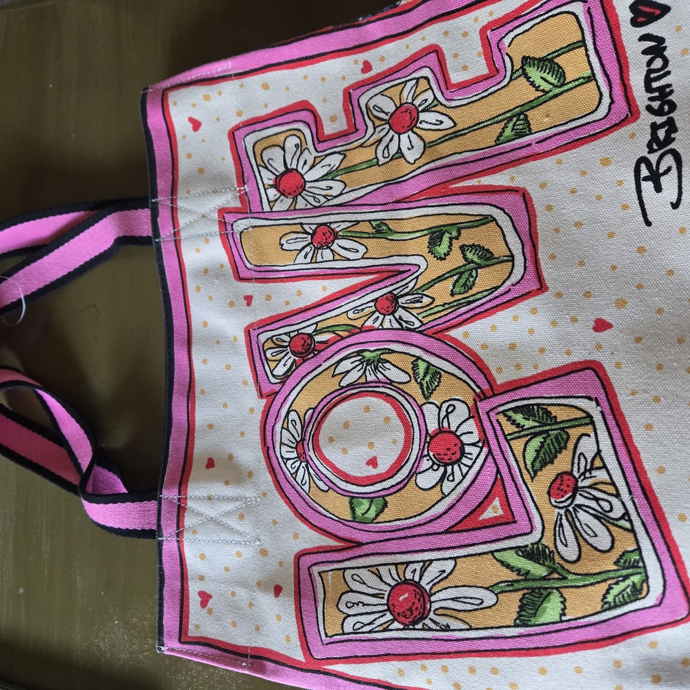 Brighton Floral Canvas Tote Bag - Pink and Cream
